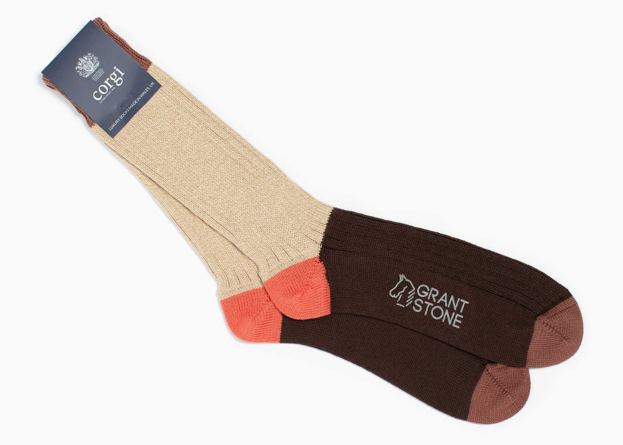 Corgi x Grant Stone Heavyweight Cotton Sock – Brown - Image 2