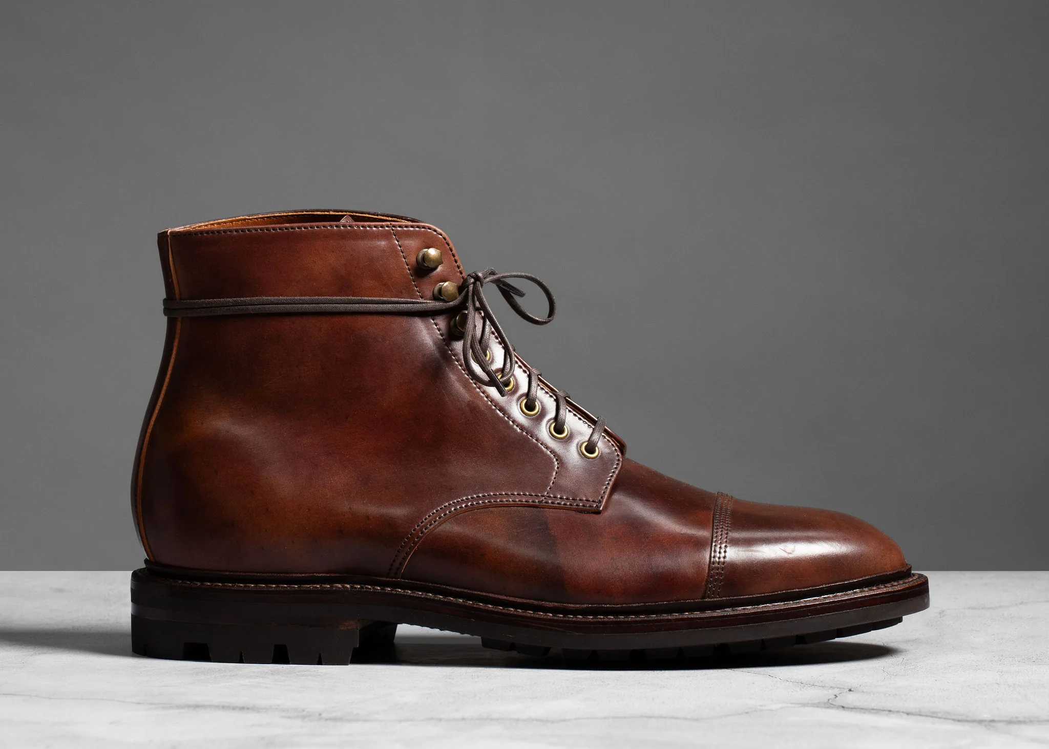 Cap Toe Boot Marbled Color #8 Shell Cordovan